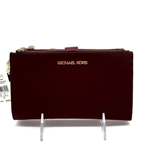 Michael Kors Handbags - Michael Kors Large Double Zip Wallet Wristlet Dark Cherry